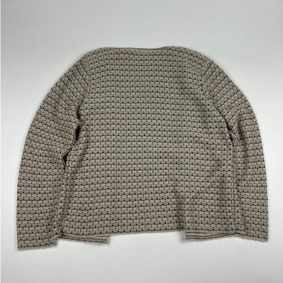 Vintage Knit Cream Brown Sweater Cardigan Button Up Made in New York Size Large - Picture 6 of 9